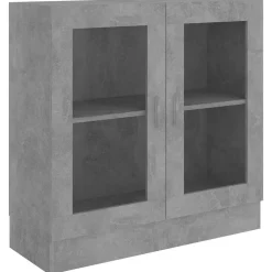 vidaXL Vitrina de madera contrachapada gris hormigón 82,5x30,5x80 cm Gris hormigón Online