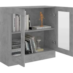 vidaXL Vitrina de madera contrachapada gris hormigón 82,5x30,5x80 cm Gris hormigón Online