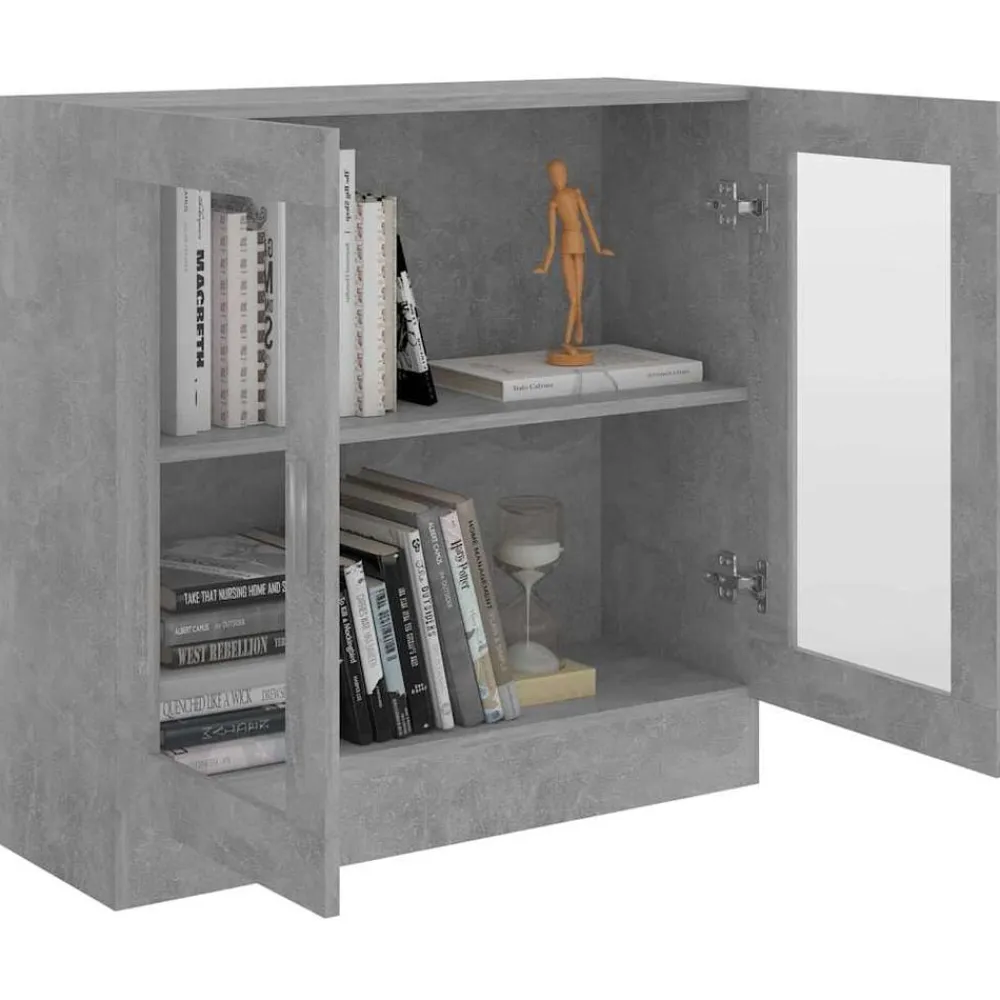vidaXL Vitrina de madera contrachapada gris hormigón 82,5x30,5x80 cm Gris hormigón Online