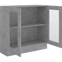 vidaXL Vitrina de madera contrachapada gris hormigón 82,5x30,5x80 cm Gris hormigón Online