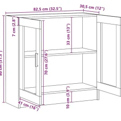vidaXL Vitrina de madera contrachapada gris hormigón 82,5x30,5x80 cm Gris hormigón Online