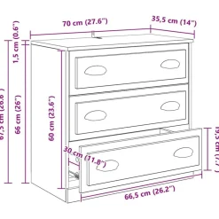 vidaXL Armarios Y Almacenamiento-Vitrina 70 x 35,5 x 67,5 cm Madera contrachapada