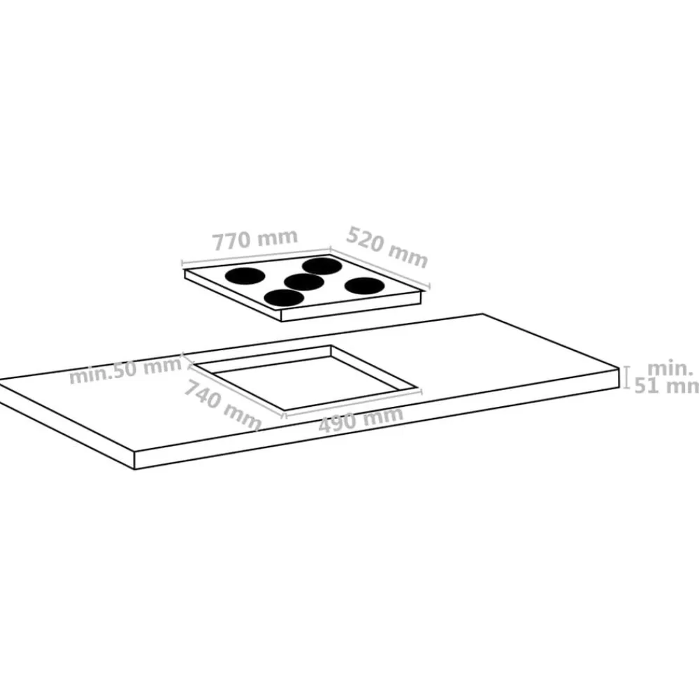 vidaXL Cocina Y Comedor-Vitrocerámica con 5 quemadores control táctil 77 cm 8500 W
