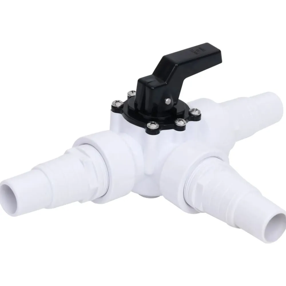 vidaXL Piscina Y Spa-Válvula de bola de 3 vías para piscina blanca y negra