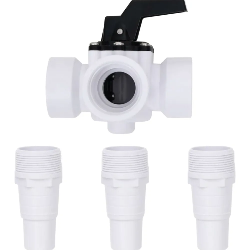 vidaXL Piscina Y Spa-Válvula de bola de 3 vías para piscina blanca y negra
