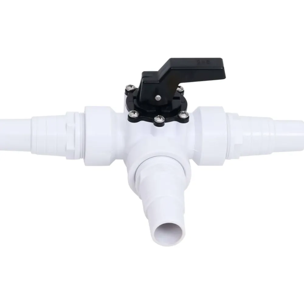 vidaXL Piscina Y Spa-Válvula de bola de 3 vías para piscina blanca y negra