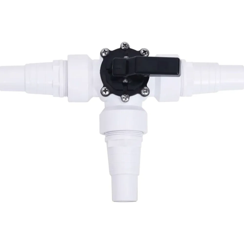 vidaXL Piscina Y Spa-Válvula de bola de 3 vías para piscina blanca y negra
