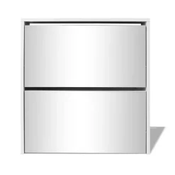 vidaXL Zapatero 2 niveles y espejo 63x17x67 cm Blanco Clearance