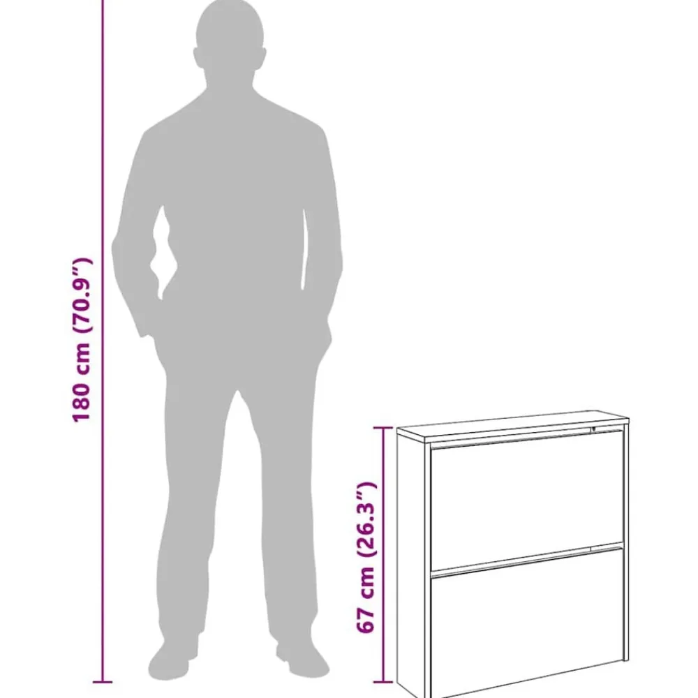 vidaXL Zapatero 2 niveles y espejo 63x17x67 cm Blanco Clearance