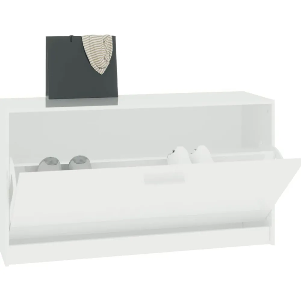 vidaXL Zapatero 80x24x45 cm madera de ingeniería Blanco brillante Best