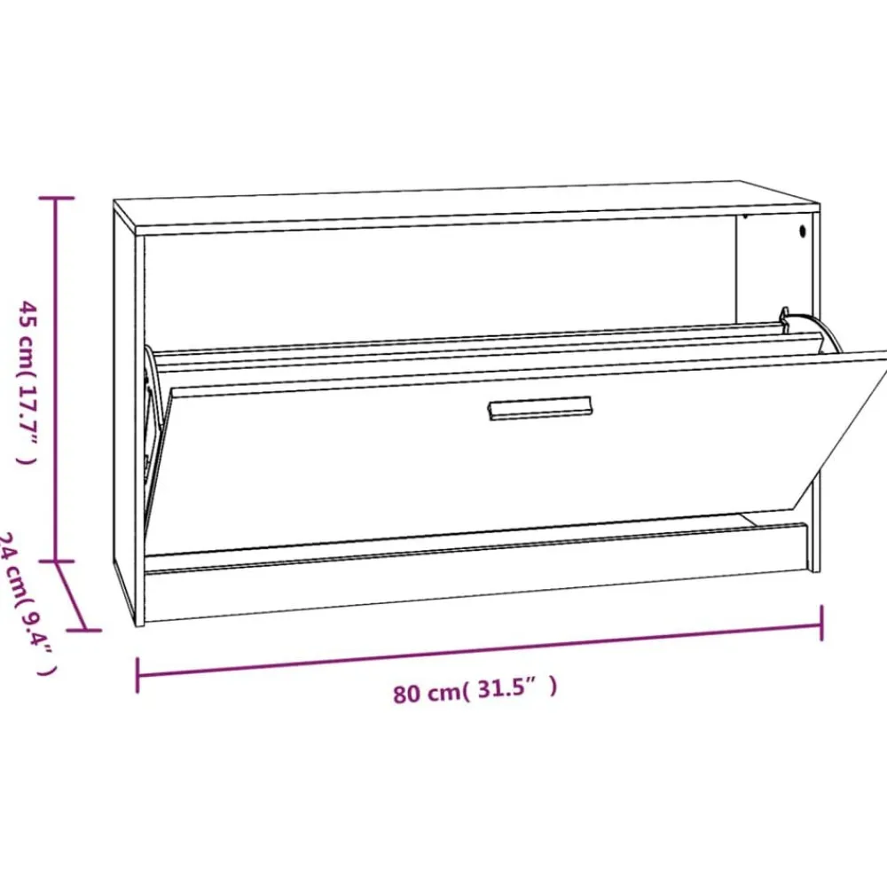 vidaXL Zapatero 80x24x45 cm madera de ingeniería Blanco brillante Best