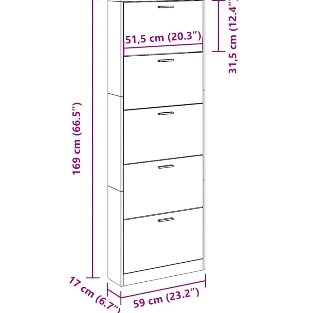 vidaXL Productos Del Hogar-Zapatero con 5 compartimentos
