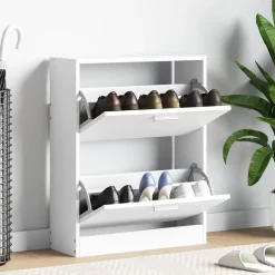 vidaXL Zapatero con 2 compartimentos Blanco Discount