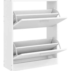 vidaXL Zapatero con 2 compartimentos Blanco Discount