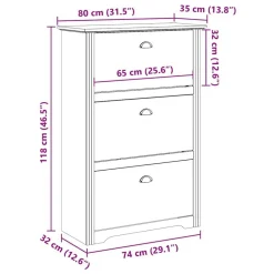vidaXL Productos Del Hogar-Zapatero BODO blanco y marrón 80x35x118 cm