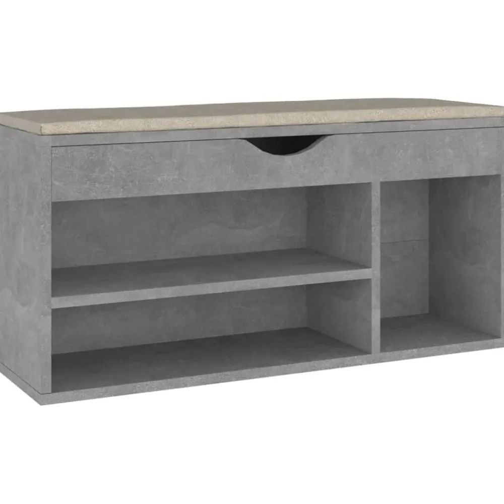vidaXL Productos Del Hogar-Zapatero cojín contrachapada gris hormigón 104x30x49 cm