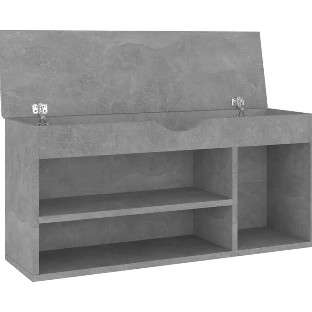 vidaXL Productos Del Hogar-Zapatero cojín contrachapada gris hormigón 104x30x49 cm