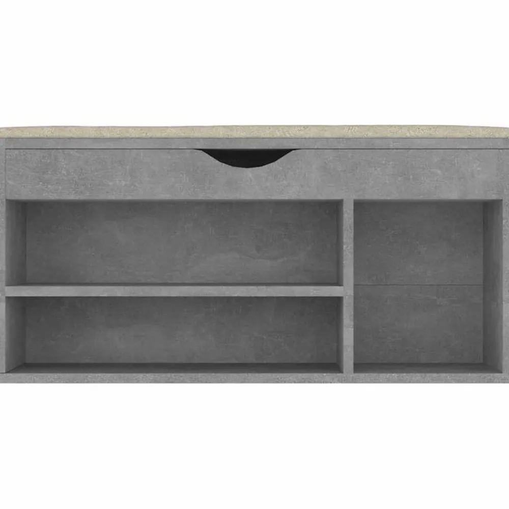 vidaXL Productos Del Hogar-Zapatero cojín contrachapada gris hormigón 104x30x49 cm