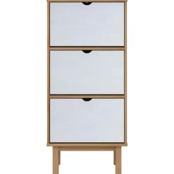 vidaXL Productos Del Hogar-Zapatero con 3 cajones OTTA madera maciza pino marrón blanco