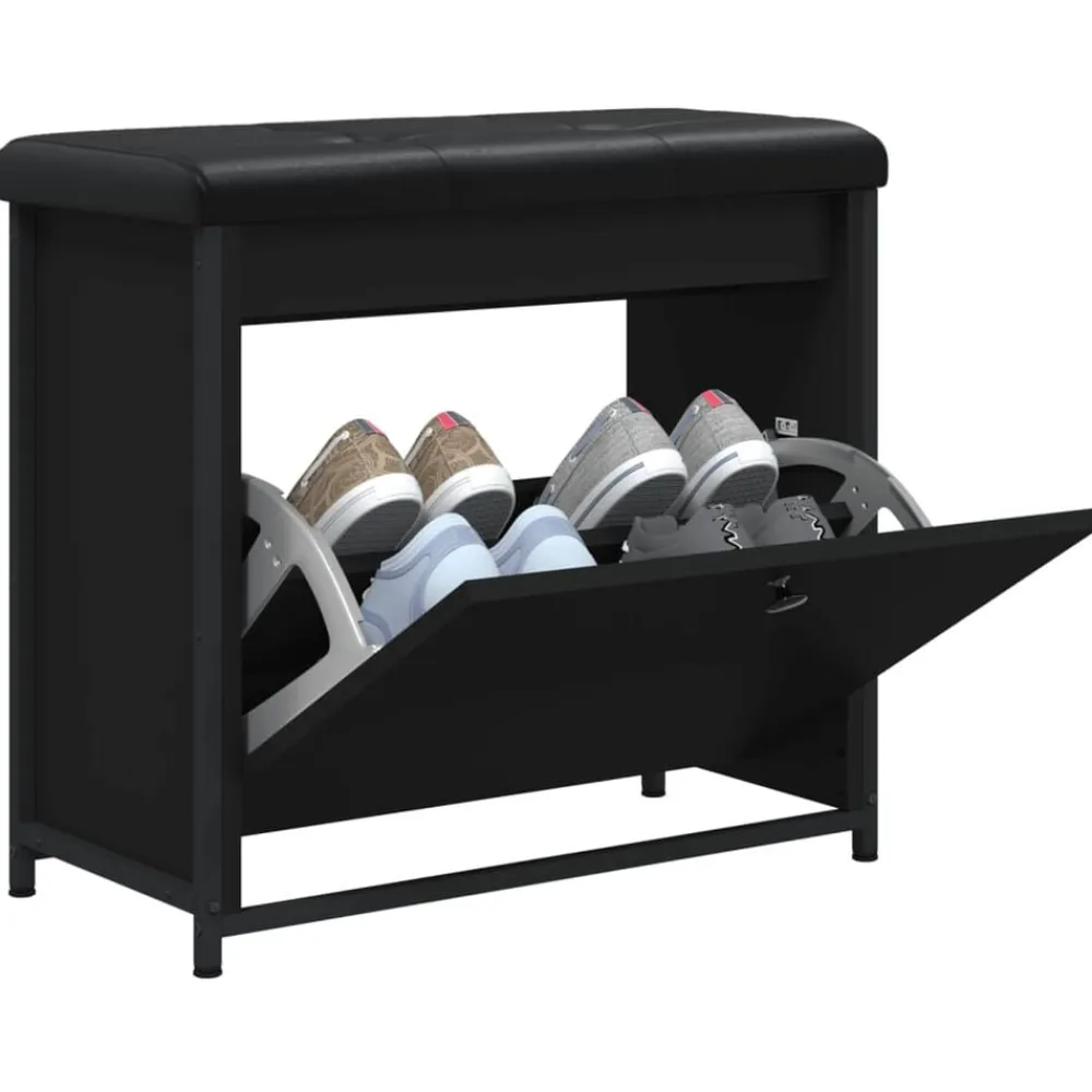 vidaXL Zapatero con cajón abatible 62x32x56 cm Negro Sale