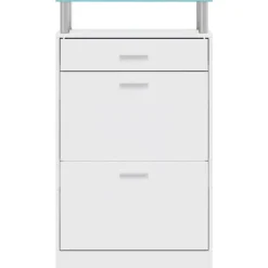 vidaXL Productos Del Hogar-Zapatero con cajón y estante superior de vidrio