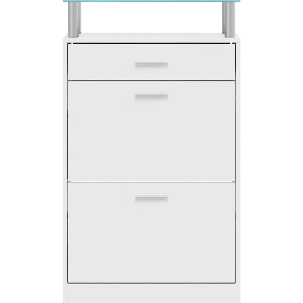 vidaXL Productos Del Hogar-Zapatero con cajón y estante superior de vidrio