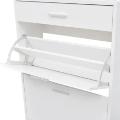 vidaXL Productos Del Hogar-Zapatero con cajón y estante superior de vidrio