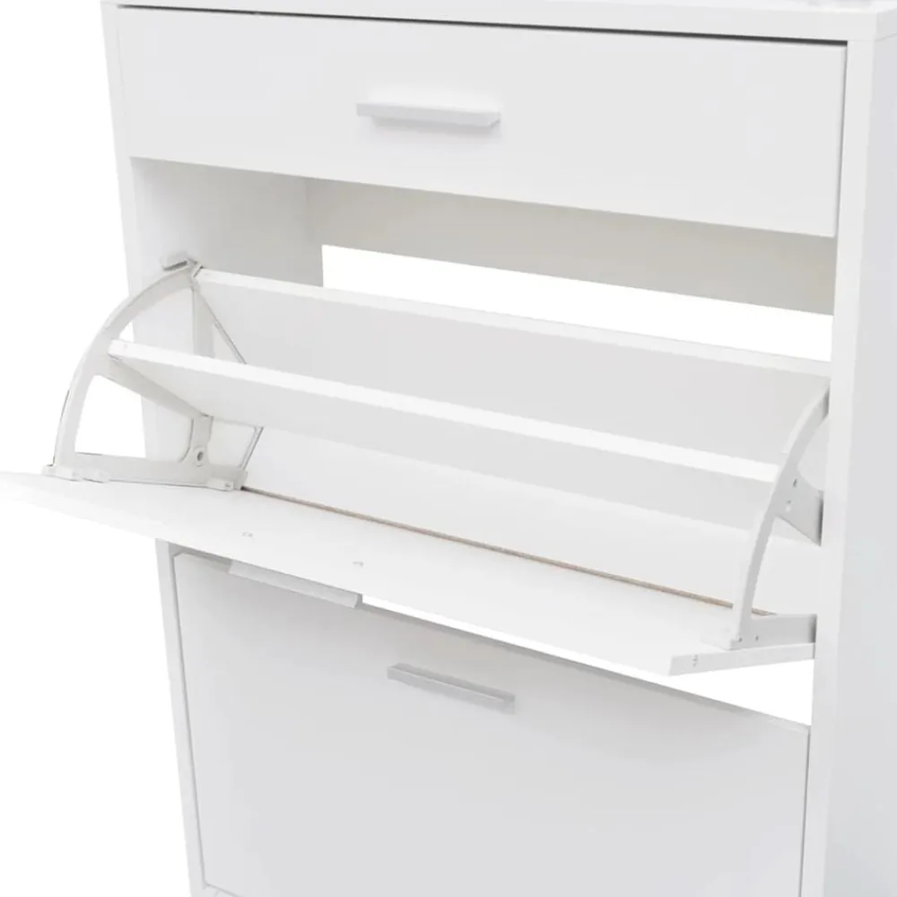 vidaXL Productos Del Hogar-Zapatero con cajón y estante superior de vidrio