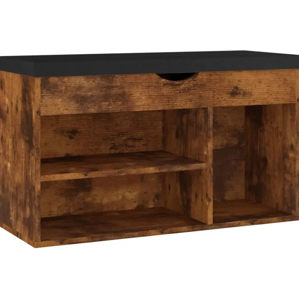vidaXL Productos Del Hogar-Zapatero con cojín madera ingeniería
