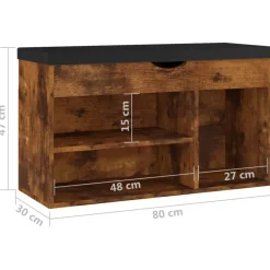 vidaXL Productos Del Hogar-Zapatero con cojín madera ingeniería