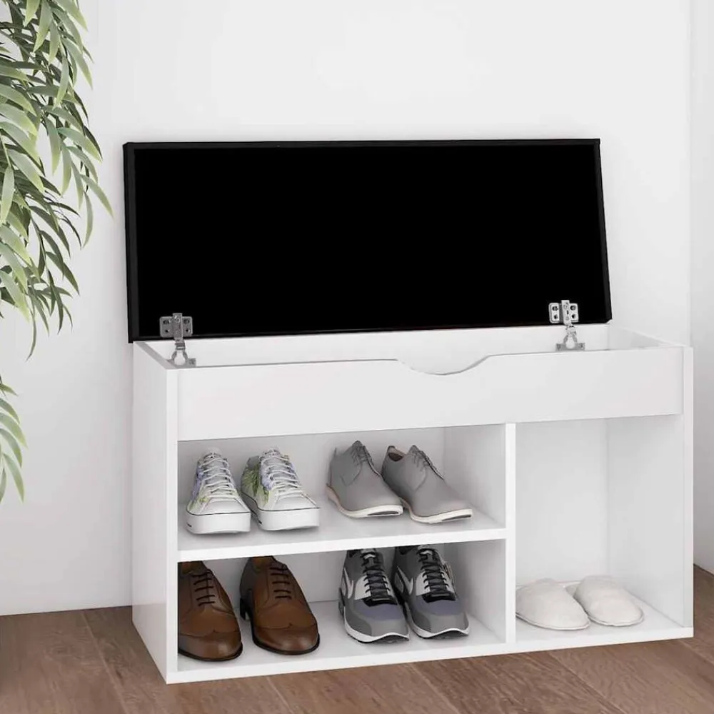 vidaXL Zapatero con cojín madera ingeniería 80x30x47 cm Blanco Best