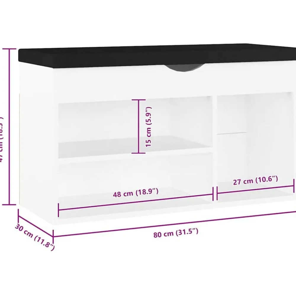 vidaXL Zapatero con cojín madera ingeniería 80x30x47 cm Blanco Best
