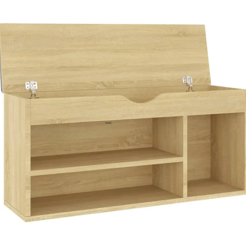 vidaXL Zapatero con cojín madera ingeniería sonoma 104x30x49 cm Roble Sonoma Discount