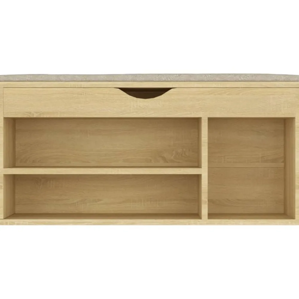 vidaXL Zapatero con cojín madera ingeniería sonoma 104x30x49 cm Roble Sonoma Discount