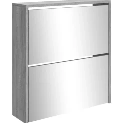 vidaXL Productos Del Hogar-Zapatero con espejo 2 niveles 63x17x67 cm