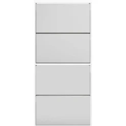 vidaXL Productos Del Hogar-Zapatero con espejo 4 niveles blanco brillo 63x17x134 cm