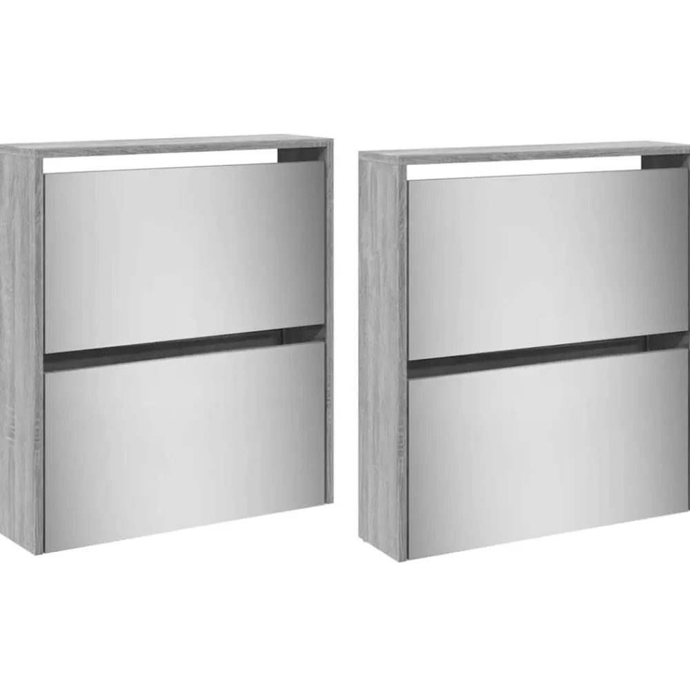 vidaXL Productos Del Hogar-Zapatero con espejo 4 niveles 63x17x134 cm