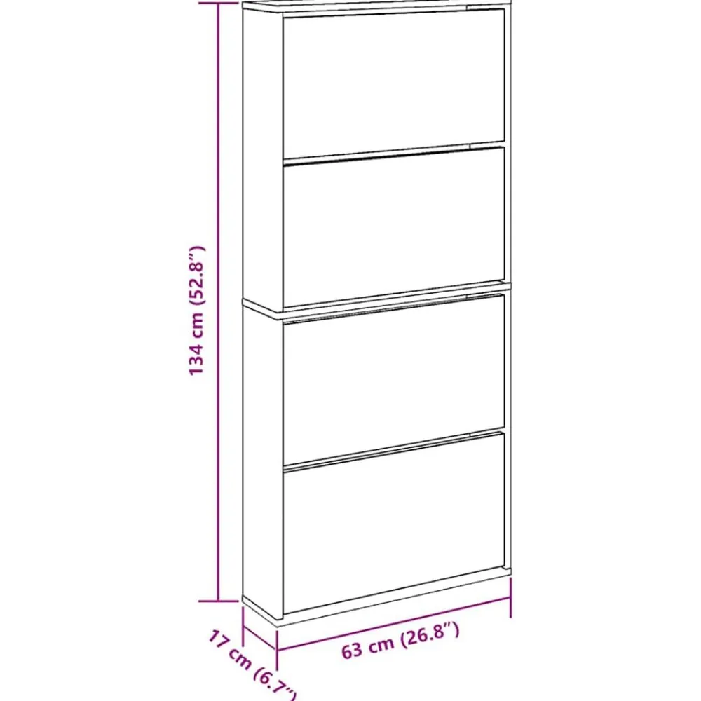 vidaXL Productos Del Hogar-Zapatero con espejo 4 niveles 63x17x134 cm