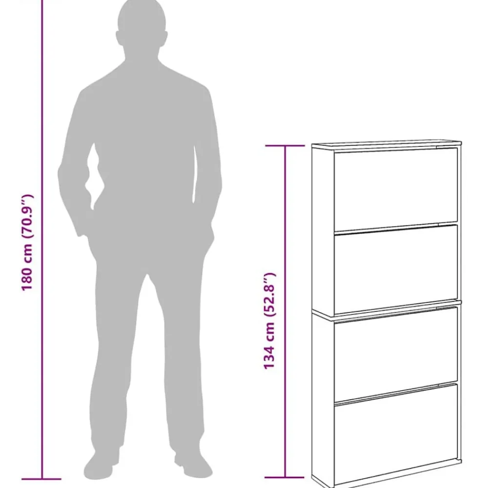 vidaXL Productos Del Hogar-Zapatero con espejo 4 niveles 63x17x134 cm