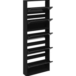 vidaXL Zapatero con espejo 5 niveles 63x17x169,5 cm Negro Online