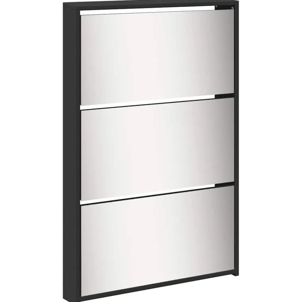 vidaXL Zapatero con espejo 5 niveles 63x17x169,5 cm Negro Online