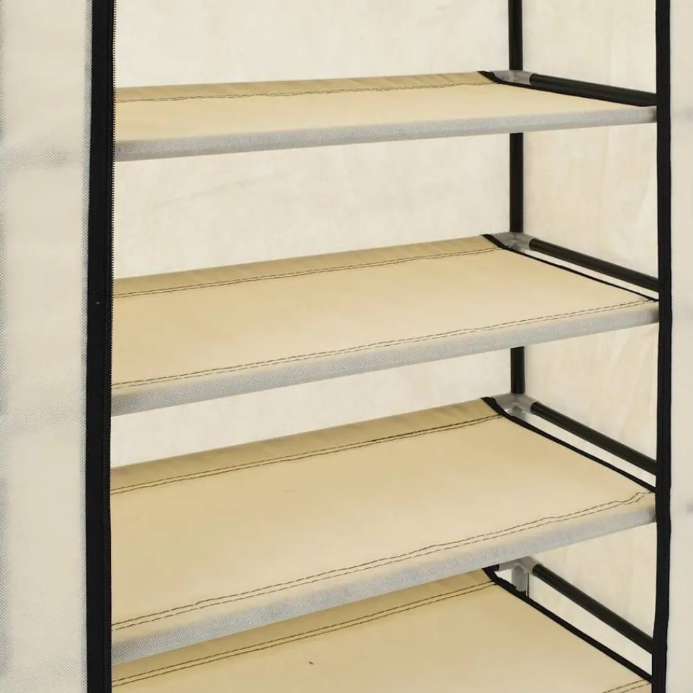 vidaXL Zapatero con funda de tela color 58x28x106 cm Crema Clearance