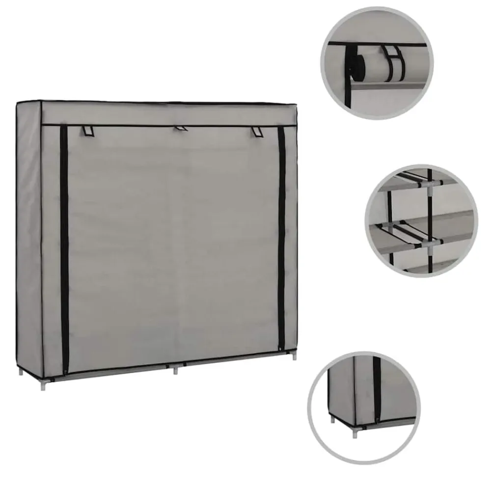 vidaXL Zapatero con funda de tela 115x28x110 cm Gris Online