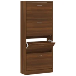 vidaXL Zapatero contrachapada color marrón roble 63x24x147 cm Marrón roble
