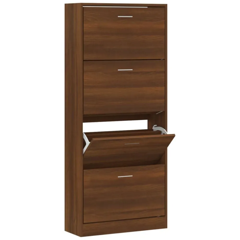 vidaXL Zapatero contrachapada color marrón roble 63x24x147 cm Marrón roble