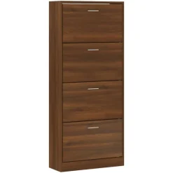 vidaXL Zapatero contrachapada color marrón roble 63x24x147 cm Marrón roble