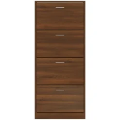 vidaXL Zapatero contrachapada color marrón roble 63x24x147 cm Marrón roble