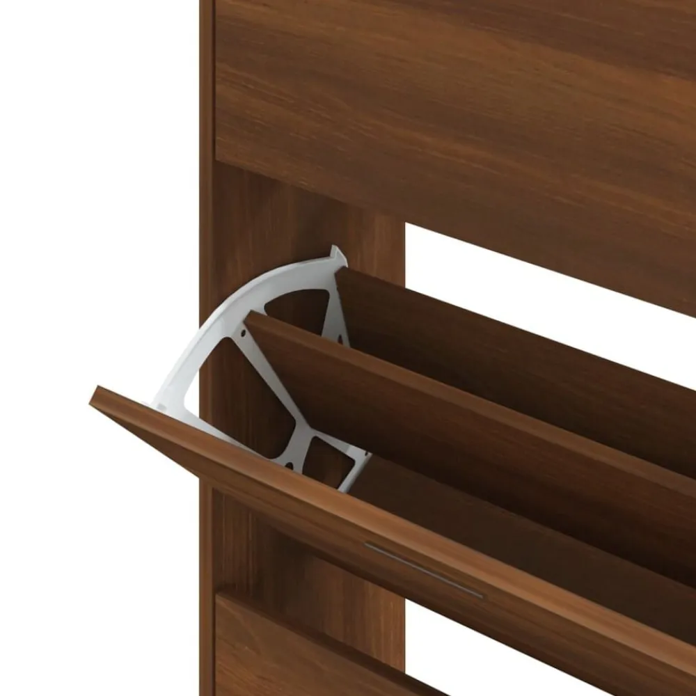vidaXL Zapatero contrachapada color marrón roble 63x24x147 cm Marrón roble