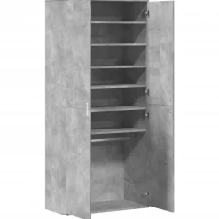 vidaXL Productos Del Hogar-Zapatero contrachapada gris hormigón 80x39x178 cm