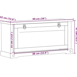 vidaXL Zapatero Corona madera maciza de pino 99x32x85 cm Cera de miel Outlet